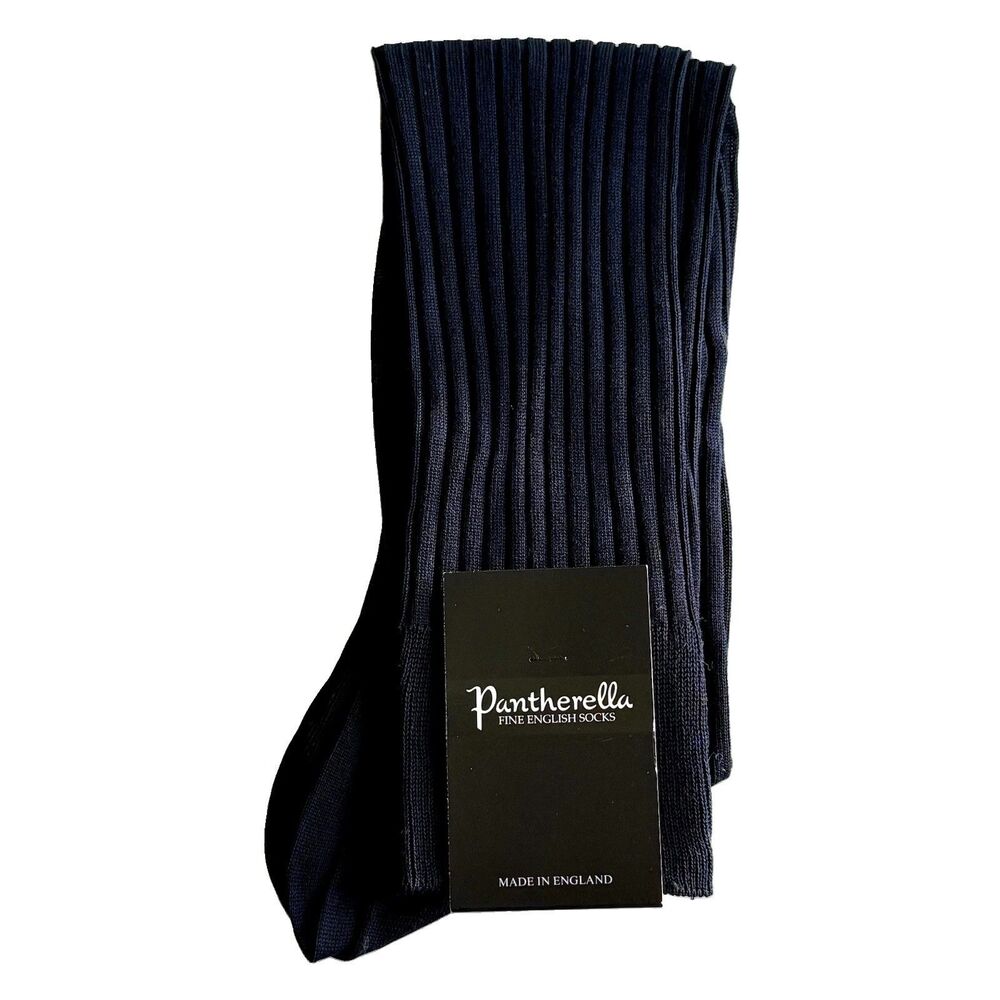 PANTHERELLA Danvers Dress Socks Men's Sz Large Navy Blue Cotton Lisle 6614 NWT